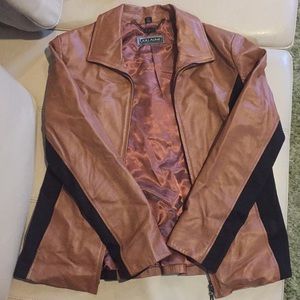 Guillaume Caramel Leather Jacket w/ Black Accents